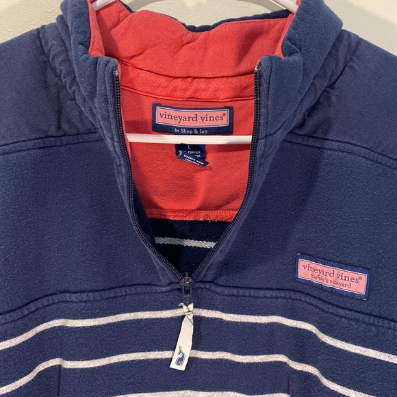 Mens Stripped Blue Vineyard Vines Quarterzip - Picture 3 of 6